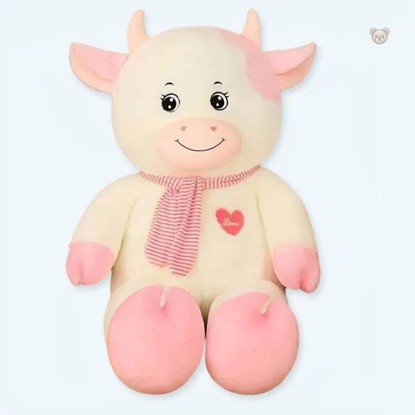 peluche-vache-geante-douce-blanche-rose-caline-enfant-1 Peluche géante vache douce en rose et blanc pour enfant