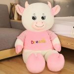 Vache en peluche rose, douce et géante, décoration enfantine