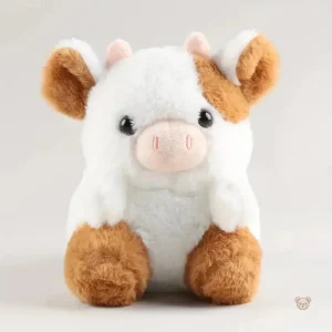 Peluche vache marron et blanche douce et mignonne