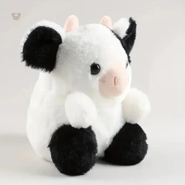 Vache en peluche, design noir et blanc, idéale pour les enfants
