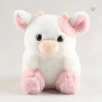 Peluche vache rose et blanche douce et mignonne
