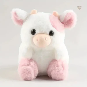 Peluche vache rose et blanche douce et mignonne