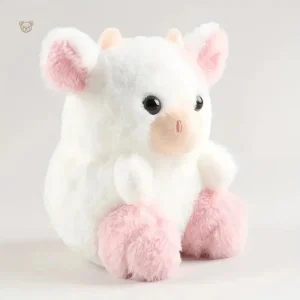 Vache en peluche rose avec un design adorable et câlin