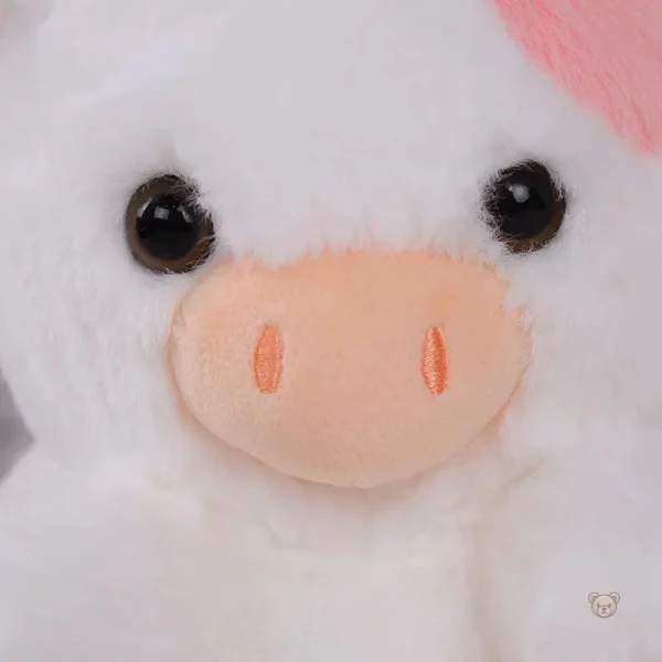 Doux jouet en peluche vache rose, format réduit